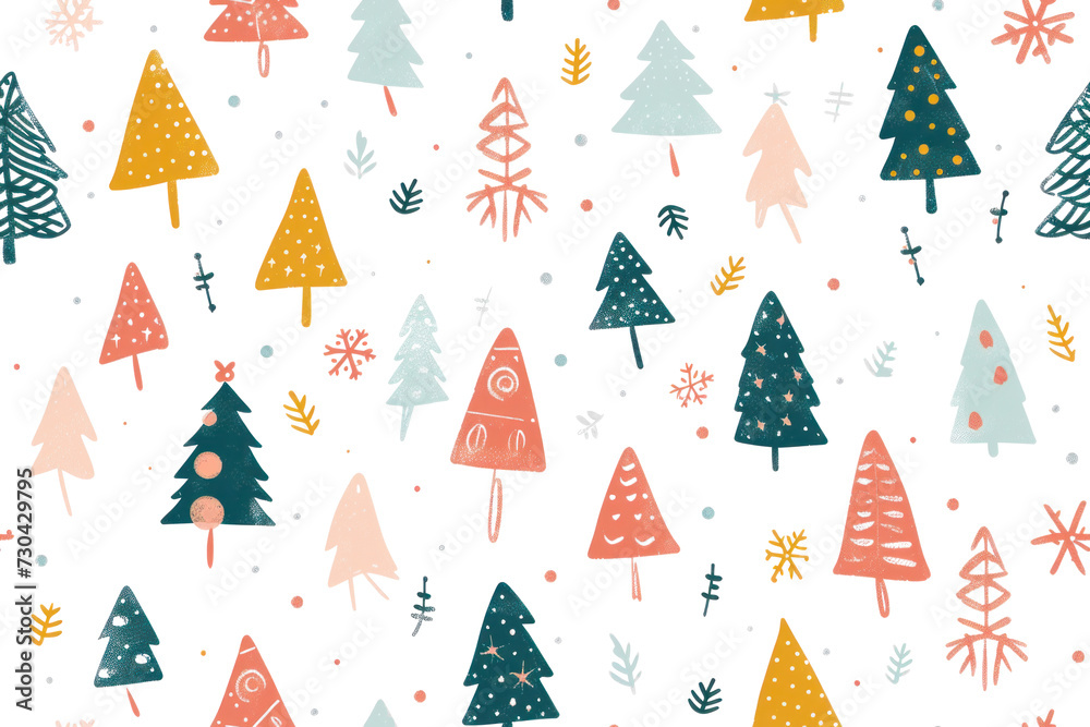 Pastel Christmas Seamless Pattern Background