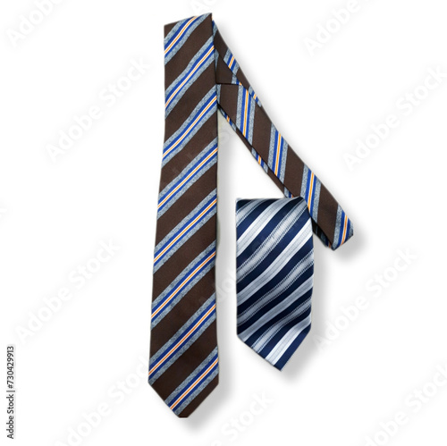 Two folded silk regimental ties on a white background