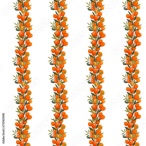 Vector Seamless background, sea buckthorn berries and berries natural design