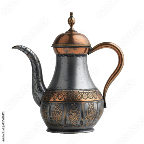 Traditional arabic coffee pot isolated transparent background. PNG Format.