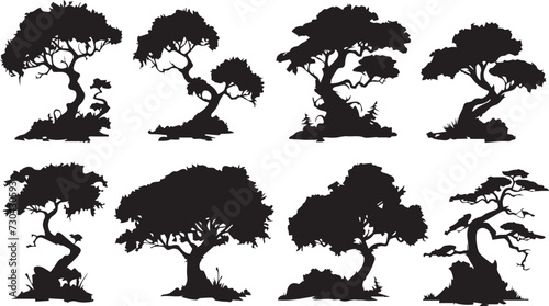 Set Trees. Hand drawn vector illustration