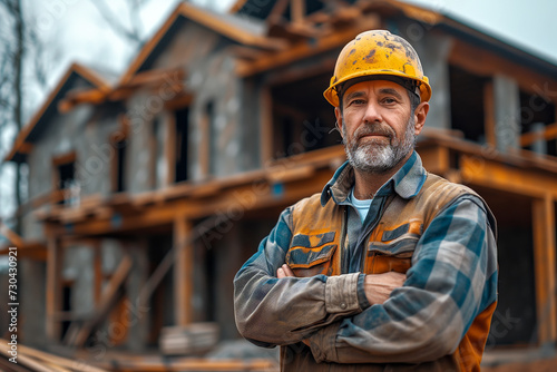 Experienced builder at residential construction site