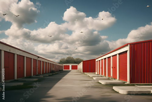 Storage unit parking garages, storage garages, rent a storage unit, garage, parking, car storage © MrJeans