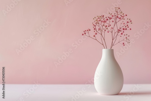 Elegant minimalist vase against a soft pastel background