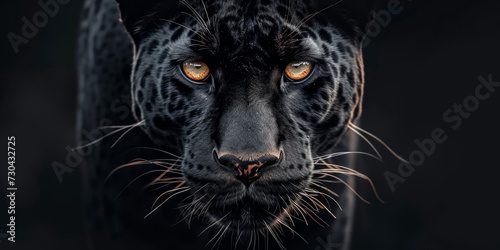 A captivating Panther portrait on a black background  Copy Space.