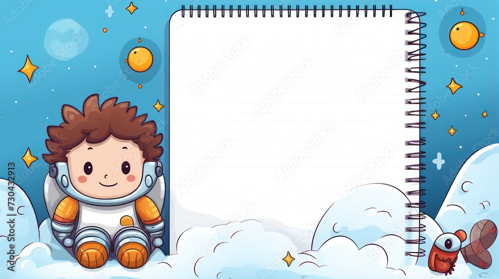 Astronaut-themed greeting card template illustration design for elementary school children.
Astronaut-themed greeting card template illustration design for elementary school children.