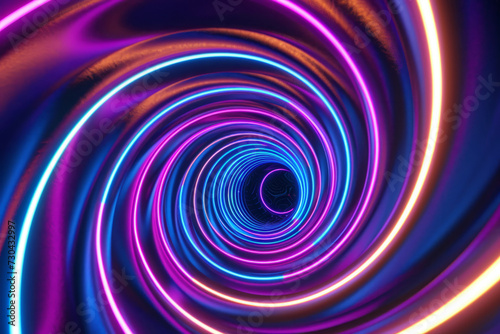 A mesmerizing  hypnotic spiral pattern with neon lights