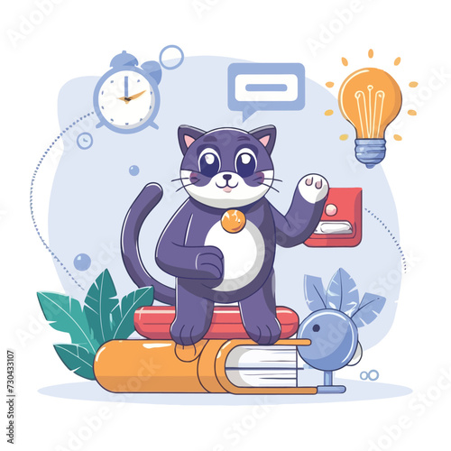 2d vector illustration colorful animal business , TRAINING and study work hard successes