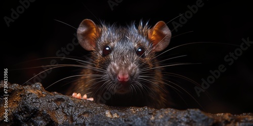 Curiosity from the Shadows: A Cautious Rat Peeks Out from Its Burrow, Observing the World Outside, Generative AI