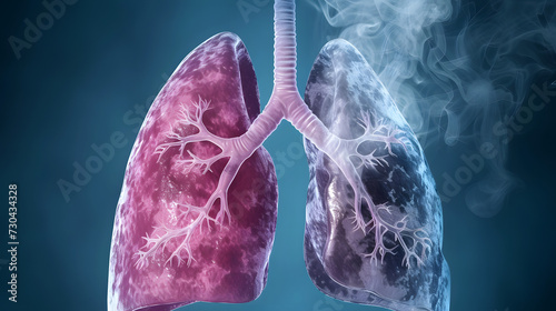 Contrast in Health: Healthy vs. Unhealthy Human Lung Anatomy photo