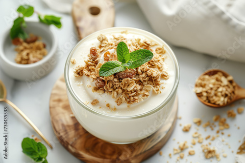 yogurt with a white color and a granola