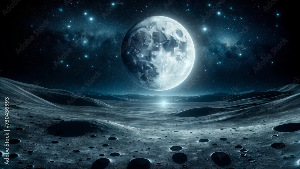 Lunar Landscape Starry Sky Serene Night