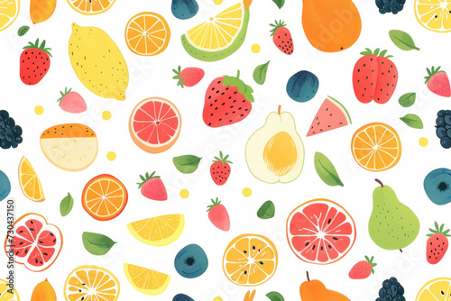 Seamless Pastel Morning Fruit Pattern