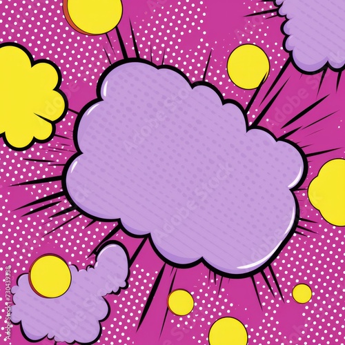 Lavender vintage pop art style speech bubble vector pattern