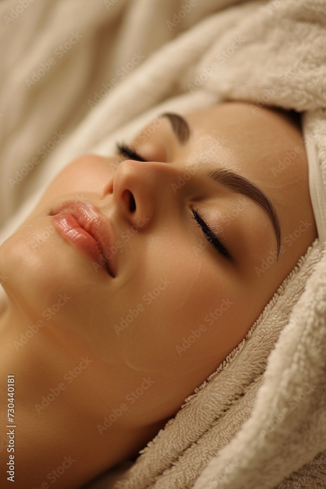 Skin care. Woman with beauty face and healthy facial skin in spa Skin care. Woman with beauty face and healthy facial skin in spa