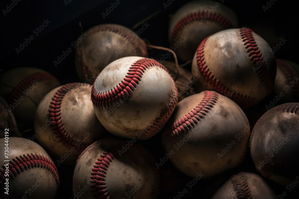 Close-Up of Used Baseballs Close-Up of Used Baseballs