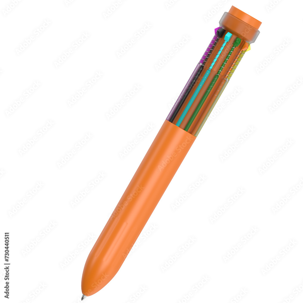 3D rendering illustration of a multicolor pen 3D rendering illustration of a multicolor pen