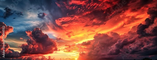 Vibrant Sunset With Clouds and Setting Sun