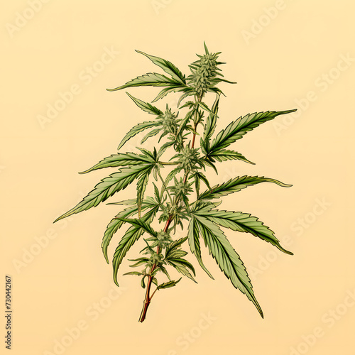 Illustrated cannabis plant  weed plant  illustration of a marihuana plant  ganja  weed  marijuhana