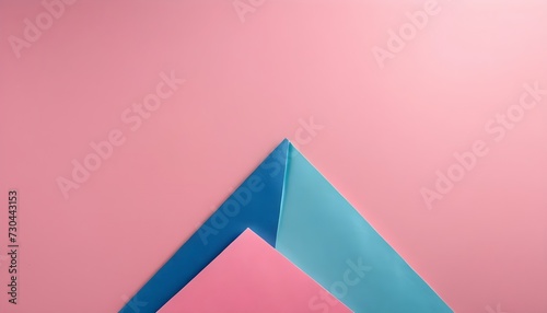 Abstract geometric background with pink, blue paper, panoramic shot