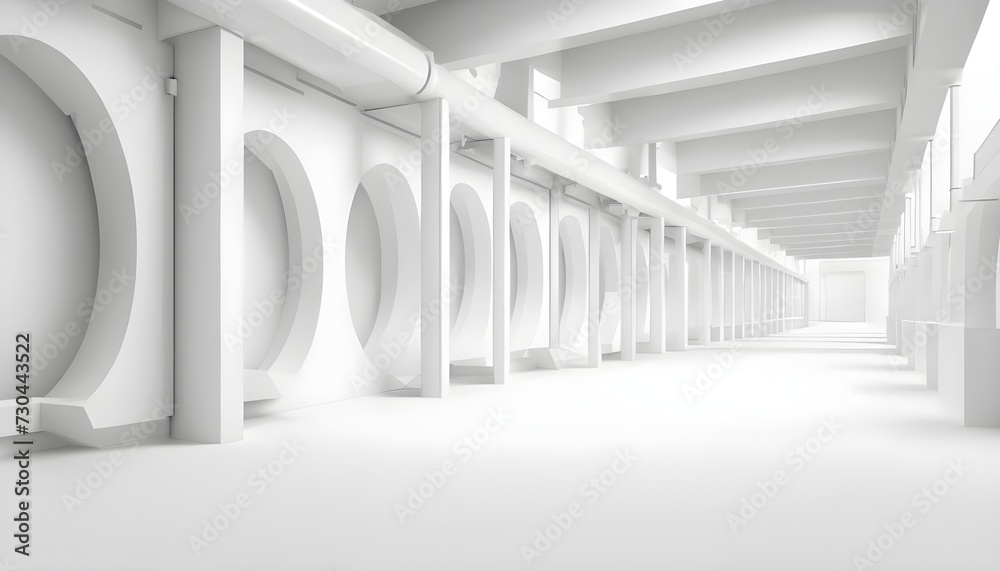 Obraz premium Abstract Technology Background. Minimal Architecture Design. White Industrial Wallpaper