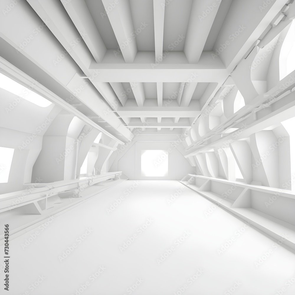 Obraz premium Abstract Technology Background. Minimal Architecture Design. White Industrial Wallpaper