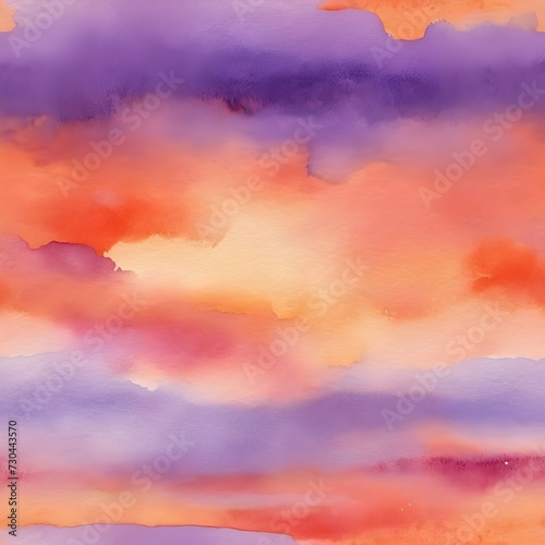 Abstract watercolor background sunset sky orange purple