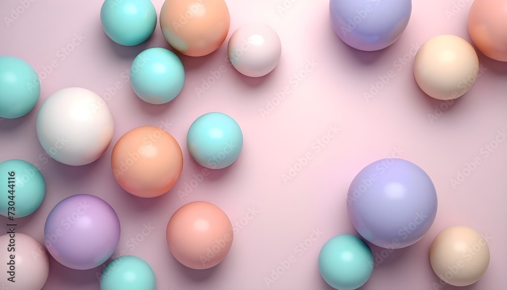 Geometric forms: Abstract background with pastel spheres Geometric forms: Abstract background with pastel spheres