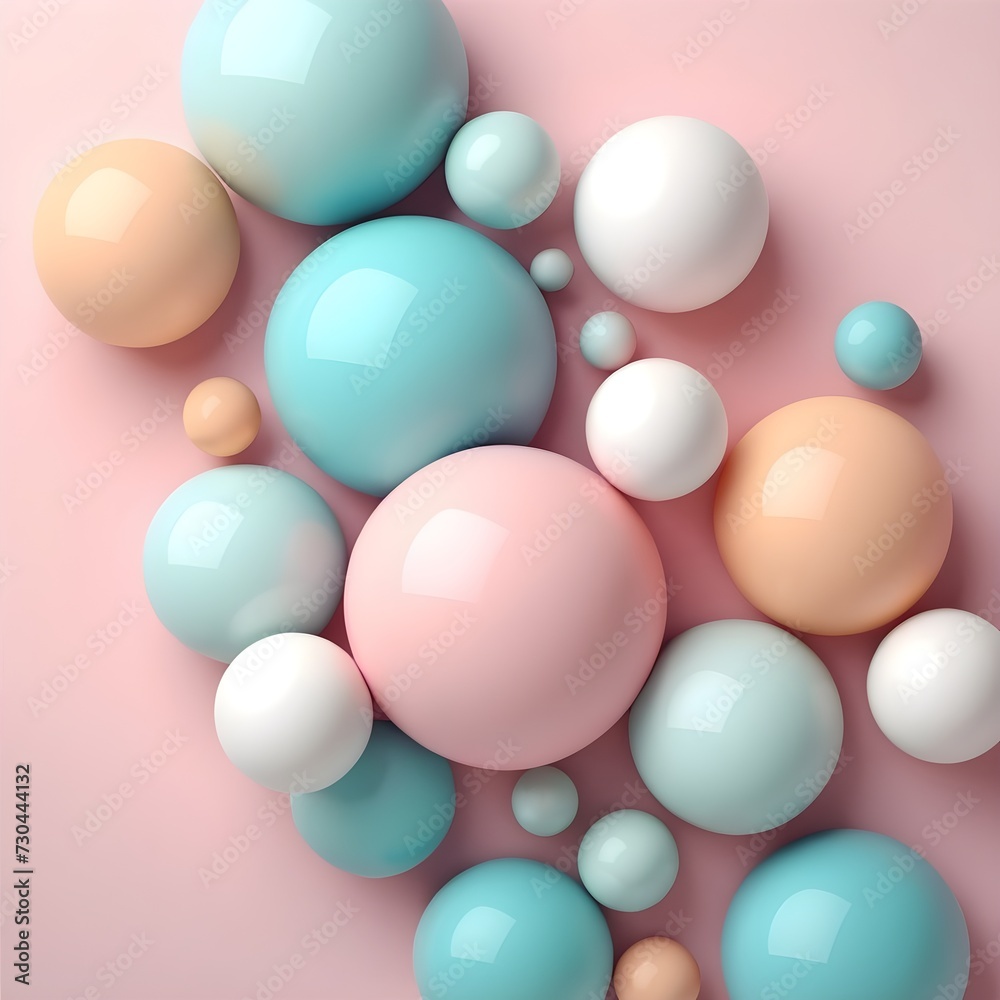 Geometric forms: Abstract background with pastel spheres Geometric forms: Abstract background with pastel spheres