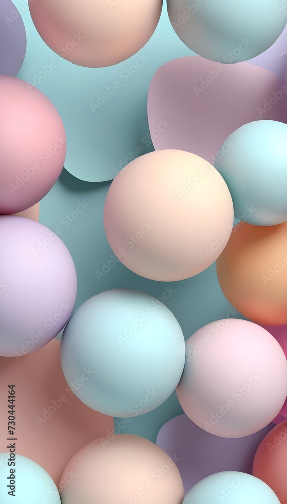Geometric forms: Abstract background with pastel spheres Geometric forms: Abstract background with pastel spheres