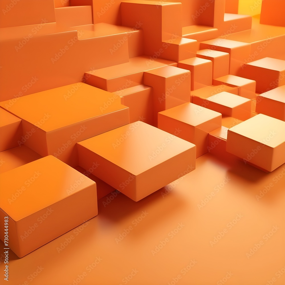 Yellow and Orange 3D Shapes form a Futuristic abstract background. 3D Render 