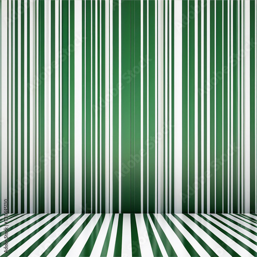 white room with parallel vertical green stripes  green linearised background  wall wallpaper with many green stripes of different widths   green bar code  wall pattern  of green lines