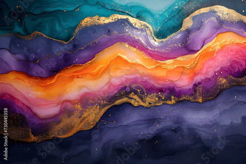 Natural luxury abstract fluid art painting in alcohol ink technique