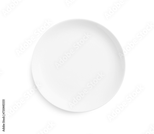 One ceramic plate isolated on white, top view