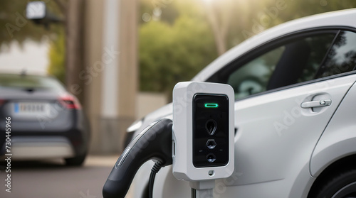 Charging an electric car with an EV charger. © Adam Sadlak