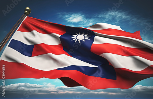Taiwan flag. Connected with American. © Adam Sadlak