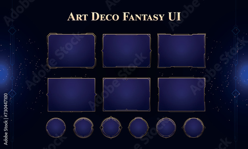 Set of Art Deco Modern User Interface Elements. Fantasy magic HUD. Good for game UI. Vector Illustration EPS10