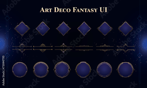 Set of Art Deco Modern User Interface Elements. Fantasy magic HUD. Good for game UI. Vector Illustration EPS10
