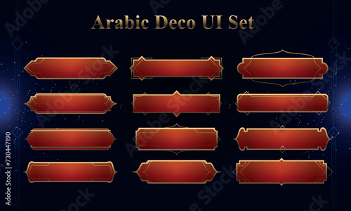 Set of Arabic Deco Modern User Interface Elements. Fantasy magic HUD. Good for game UI. Vector Illustration EPS10