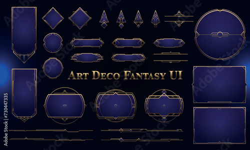 Set of Art Deco Modern User Interface Elements. Fantasy magic HUD with rewards. Template for rpg game interface. Vector Illustration EPS10 (ID: 730447335)