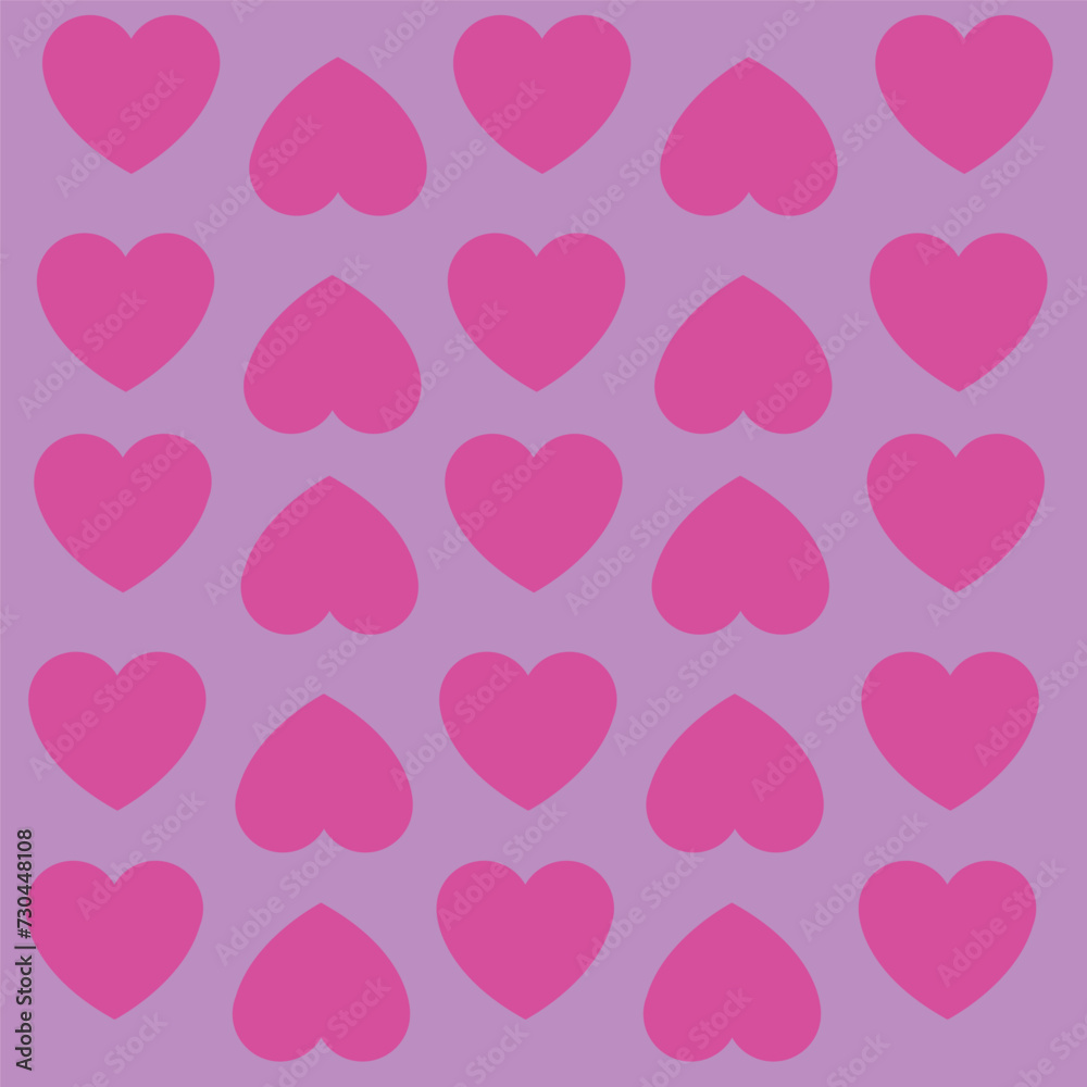 Pink love heart patterns illustration. Romantic pink hearts background print pattern. Valentine's day background texture, romantic design