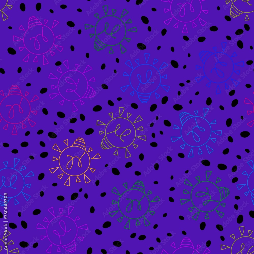 Abstract illumination seamless light bulbs pattern for wrapping paper and fabrics and kids print and school accessories Abstract illumination seamless light bulbs pattern for wrapping paper and fabrics and kids print and school accessories