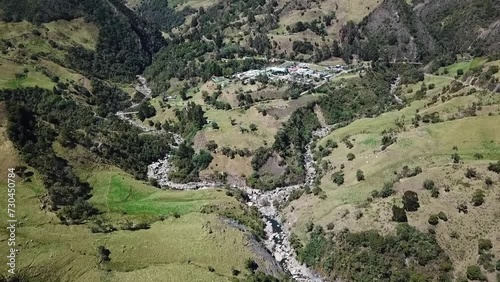 Toma aérea del paisaje natural de la localidad del Sumapaz en Bogotá - Colombia, cerca del Centro Poblado de Nazareth 2. photo