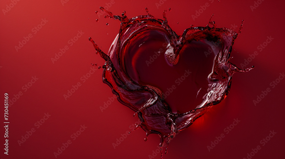 Passion Red: Heart Made of Red Wine, Unique Valentine's Day Wishes on an Intense Red Background...Oenological Elegance