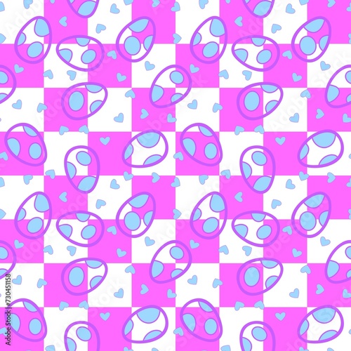 Abstract checkered Easter eggs seamless retro pattern for wrapping paper and fabrics print and party accessories