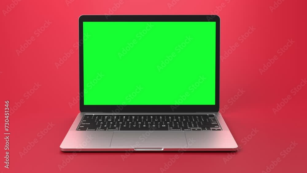 Laptop with chroma key on display for mock ups, promotion or website showcase.