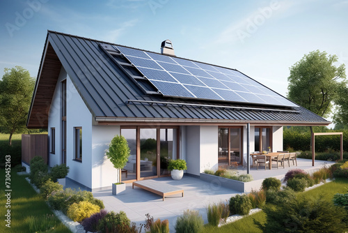 House with solar panels on the roof