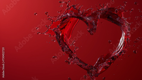 Passion Red  Heart Made of Red Wine  Unique Valentine s Day Wishes on an Intense Red Background...Oenological Elegance