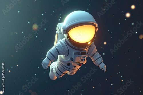 cute cartoon astronaut flying in zero gravity space © PinkiePie