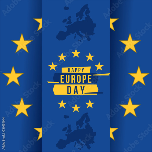 Colored europe day template with text Vector